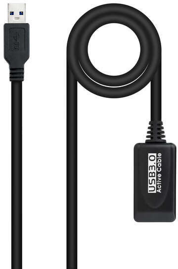 Nanocable Cable Prolongador con Amplificador USB 3.0 USB-A Macho-Hembra 5m