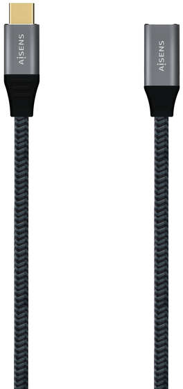 Aisens Cable USB 3.2 GEN2x2 Aluminio 20GBPS 5A 100W - Tipo USB-C Macho-Hembra - 1 metro - Gris