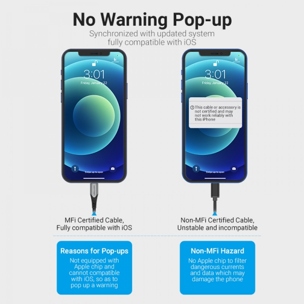 Imagen extra Cable USB-A a Lightning - 50cm - 2.4A - 15W - 480Mbps - MFI - Gris