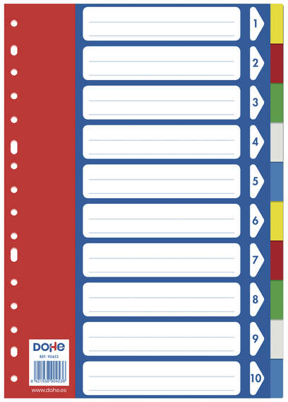 Separadores para carpetas de Anillas 120 Micras Multitaladro. Dohe 