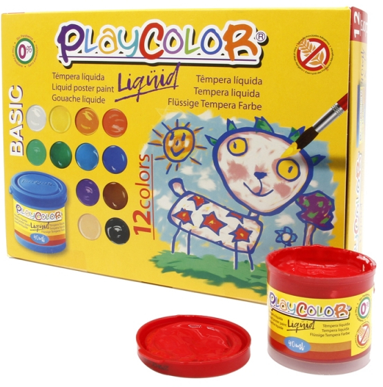 PlayBasic Liquid Pack de 12 Temperas 40ml Colores Surtidos
