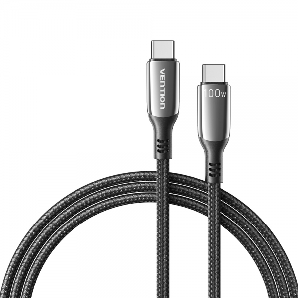Vention Cable USB-C Macho a USB-C Macho - 1.2m - 5A - PD100W - Negro