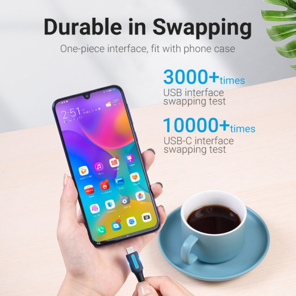 Imagen extra Vention Cable USB-A 3.0 Macho a USB-C Macho - 3A - 60W - 5Gbps - 2m - Negro