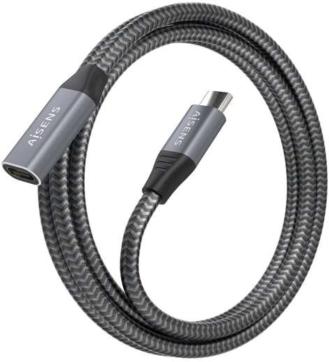Imagen extra Aisens Cable USB 3.2 GEN2x2 Aluminio 20Gbps 8K@30Hz 5A 100W - Tipo USB-C Macho-Hembra - 1.5m - Gris