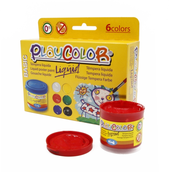 PlayBasic Liquid Pack de 6 Temperas 40ml Colores Surtidos