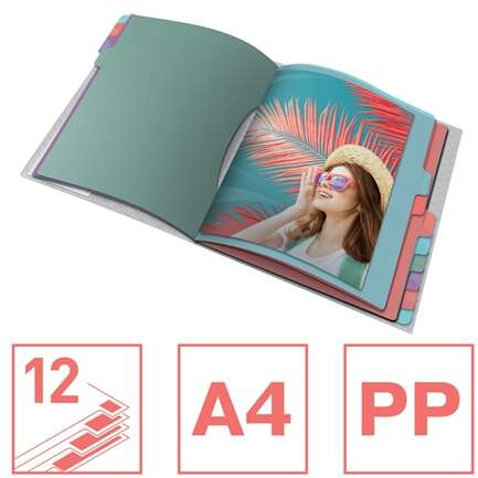 Imagen extra Esselte Colour'Breeze Clasificador con 12 Pestañas Multi- Para A4 3 Solapas en la Contraportada Polpropileno en Relieve Cierre con Goma Elastica Translucido