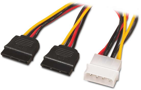 Imagen extra Cable SATA Alimentacion - Molex 4pin/M-2xSATA Hembra - 20cm - 100% Cobre - 