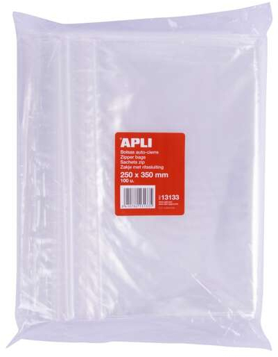 Imagen extra Bolsas de plastico con Autocierre 250x350mm. Paquete 100 Uds