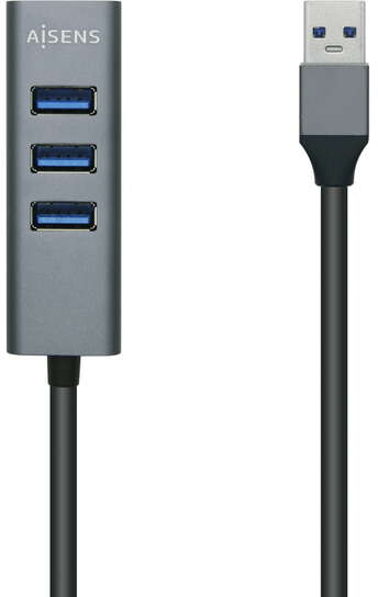 Aisens Hub USB 3.0 Aluminio - USB-A Macho a 4xUSB-A Hembra - 10cm