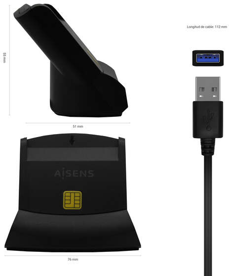 Imagen extra Aisens Lector de Tarjeta Inteligente Dni - Negro