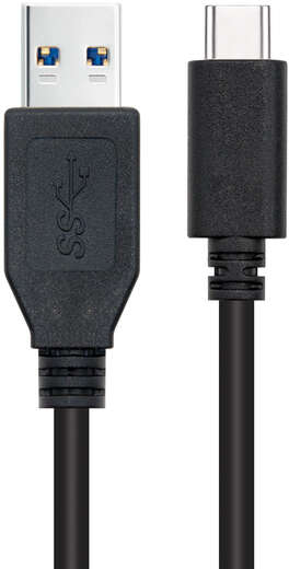 Imagen extra Nanocable Cable USB 3.1 Gen2 10Gbps 3A USB-C Macho a USB-A Macho 2m - Negro