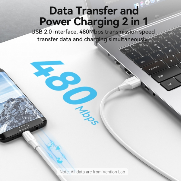 Imagen extra Vention Cable USB 2.0 Macho a MicroUSB Macho - 3m - 3A - 60W - 480Mbps - Blanco