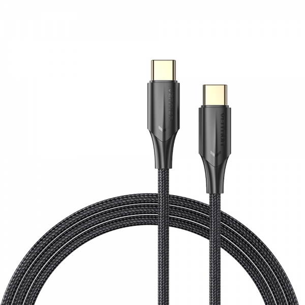 Imagen extra Vention Cable USB-C Macho a USB-C Macho 3A 60W LED - 50cm - Algodon Trenzado Negro