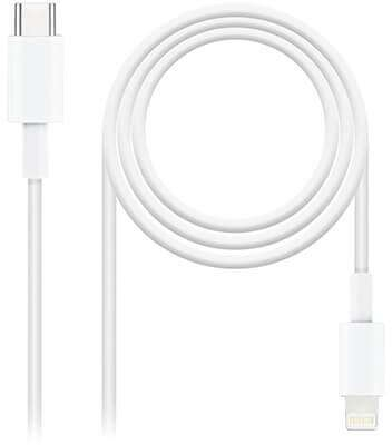 Nanocable Cable USB-C Macho a Lightning Macho 1m - Blanco