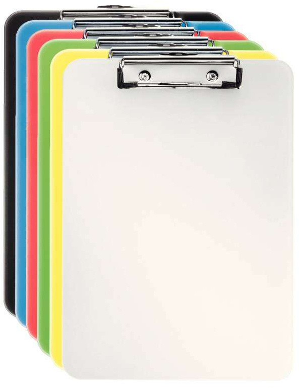 Carpeta con pinza A4 de plastico translucido. Colores surtidos