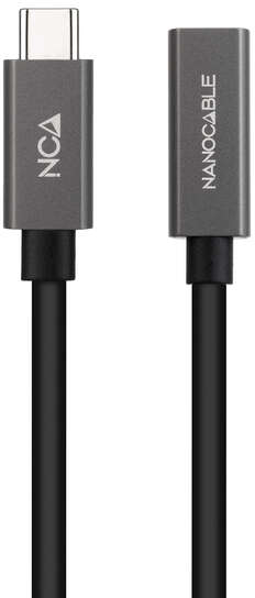 Imagen extra Nanocable Cable USB 3.2 Gen2x2 60W 4K/60Hz USB-C Macho-Hembra - 50cm - Negro