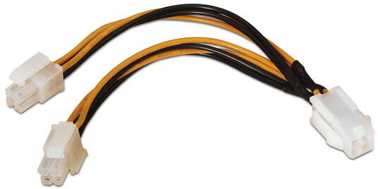 Cable de Alimentacion para Microprocesador - 4pin/H-4+4pin/M - 15cm - 100% Cobre - 