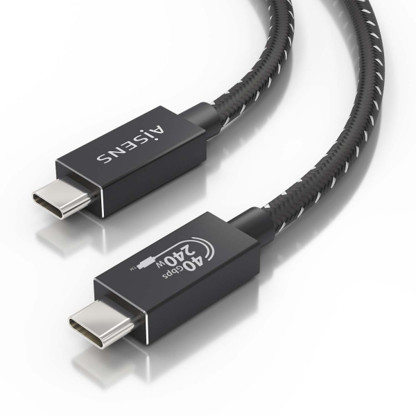 Imagen extra Aisens Cable USB 4.0Gen3x2 Aluminio 40Gbps 8K@60Hz 5A 48V 240W E-Mark - Tipo USB-C Macho-Macho - 1.5m - Negro