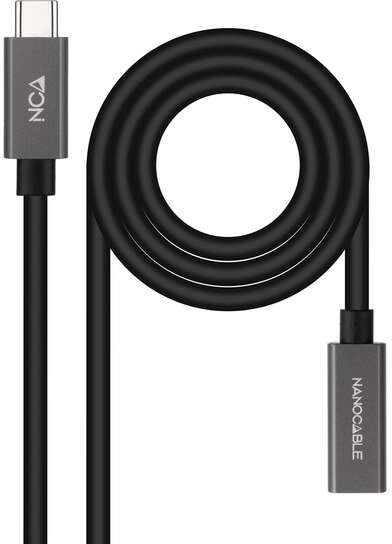 Nanocable Cable USB 3.2 Gen2x2 60W 4K/60Hz USB-C Macho-Hembra - 1.5m - Negro