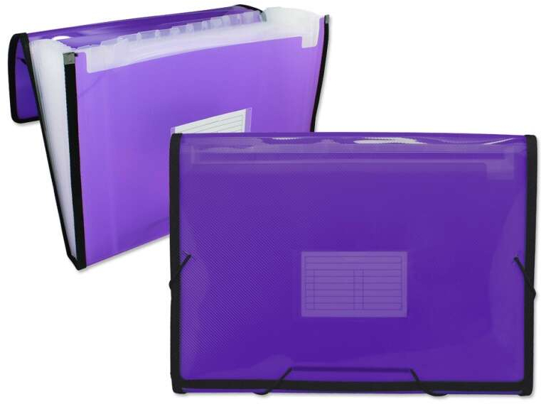 Clasificador de fuelle 13 separadores A4 Plastico. Morado