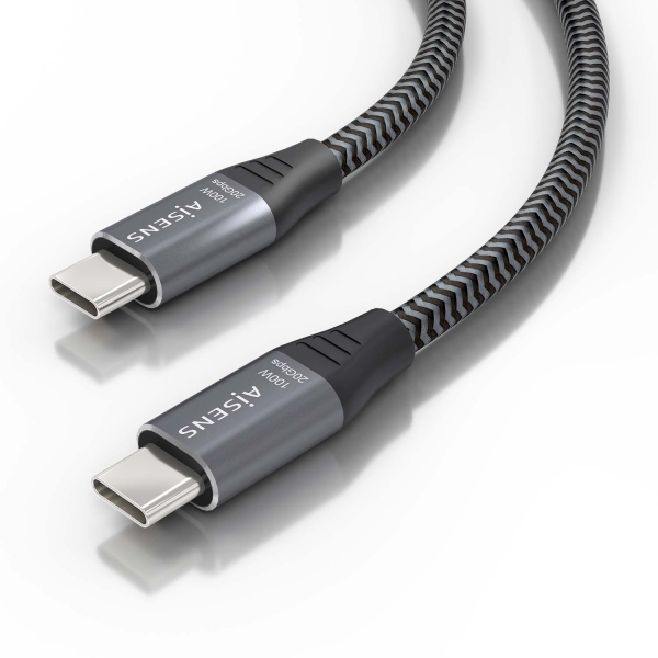 Imagen extra Aisens Cable USB 3.2 Gen2x2 Aluminio 20Gbps 8K@30Hz 5A 100W E-Mark - Tipo USB-C Macho-Macho - 3m - Gris