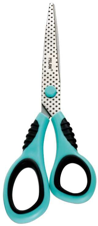 Tijeras Oficina con Cuchilla de Acero Inoxidable 205mm Milan Dots & Buttons. Azul