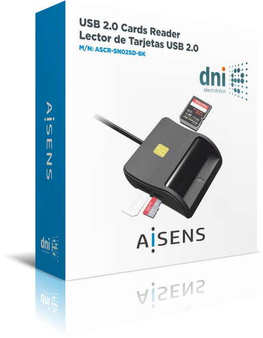 Imagen extra Aisens Lector de Tarjeta Inteligente DNI con Lector de Tarjetas SIM - SD - Micro SD - MMC - RS-MMC - MMC Micro - Negro