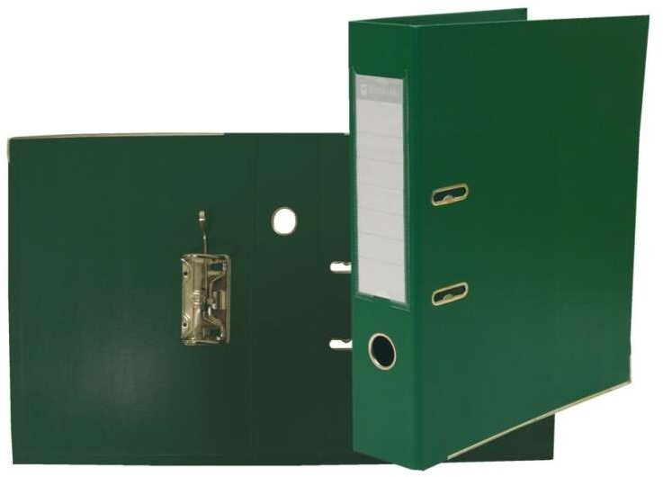 Archivador ECONOMICO de PVC FOLIO, Lomo ANCHO con Ollao, Tarjetero y Cantonera metalica. Verde