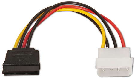 Cable SATA Alimentacion - Molex 4pin/M-SATA Hembra de 16cm - 100% Cobre