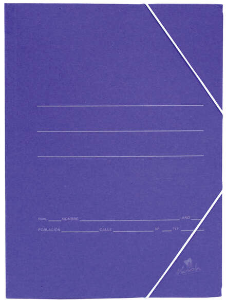 Carpeta de carton FOLIO, Solapa de Bolsa, cierre con gomas. Azul clasico