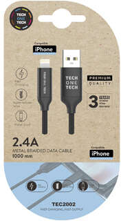 TechOneTech Cable USB-A Macho a Lightning Macho 1 metro - Nylon Trenzado