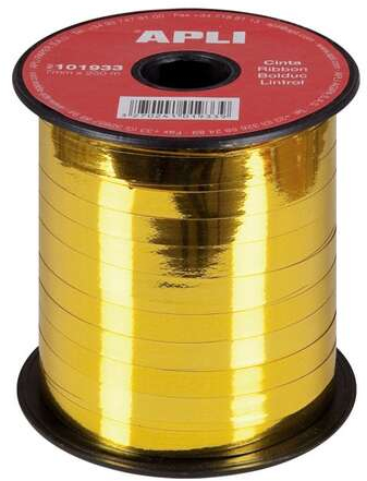 Apli Rollo de Cinta para Envolver Regalos de 7mm x 250m - Acabado Brillante - Oro