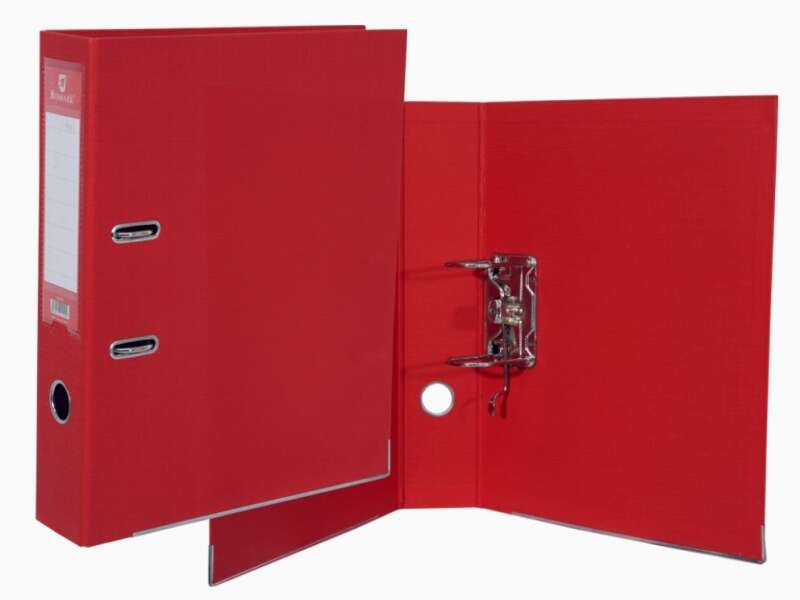 Archivador ECONOMICO de PVC FOLIO, Lomo ANCHO con Ollao, Tarjetero y Cantonera metalica. Rojo