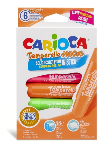Carioca Temperello Neon Pack de 6 Temperas Solidas Varios