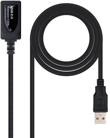 Nanocable Cable Prolongador con Amplificador USB-A 2.0 Macho a USB-A Hembra 15m