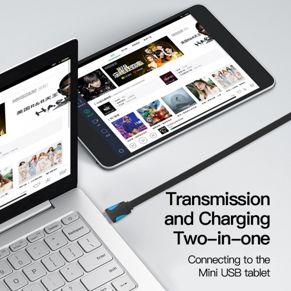 Imagen extra Vention Cable USB 2.0 Macho a Mini USB Macho - 1m - Azul y Negro