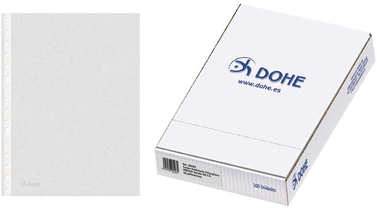 CAJA 100 Fundas Multitaladro PREMIUM 80 Micras A4. Dohe