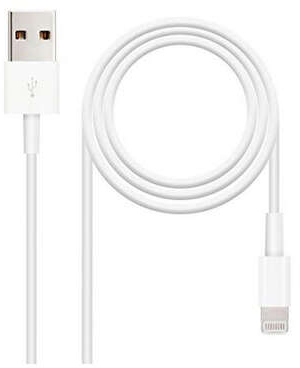 Cable USB-A 2.0 Macho a Lightning Macho 2m. Blanco