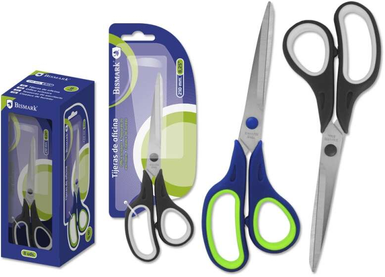 Bismark Tijeras de Oficina Acero Inoxidable 21cm. Colores Surtidos