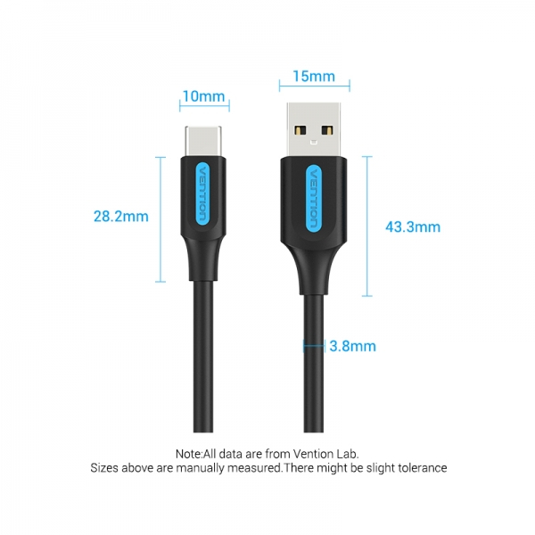 Imagen extra Vention Cable USB-A Macho a USB-C Macho 3A 60W 480Mbps - 1.5m - Negro