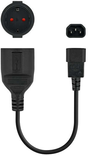 Imagen extra Cable de alimentacion Shucko hembra a IEC C14 macho, de 25cm (Especial SAI)