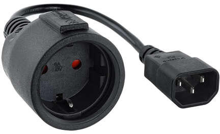 Cable de alimentacion Shucko hembra a IEC C14 macho, de 25cm (Especial SAI)