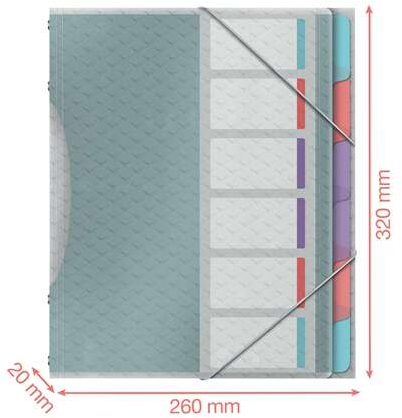 Imagen extra Esselte Colour'Breeze Clasificador A4 con 6 Pestañas, 3 Solapas en la Contraportada. Plastico