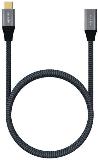 Imagen extra Aisens Cable USB 3.2 GEN2x2 Aluminio 20GBPS 5A 100W - Tipo USB-C Macho-Hembra - 1 metro - Gris