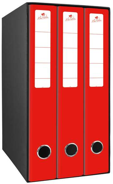 Mariola Box Modulo de 3 Archivadores con Rado 2 Anillas 40mm 35x26x17cm Rojo