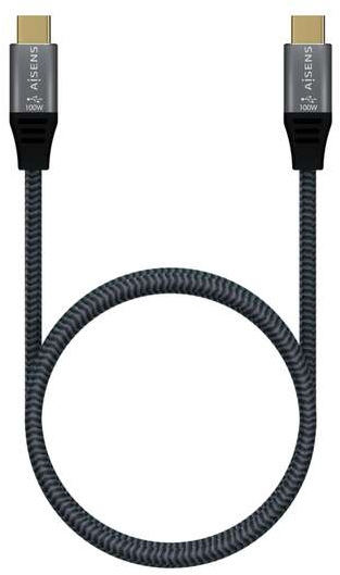 Aisens Cable USB 3.2 Gen2x2 Aluminio 20Gbps 8K@30Hz 5A 100W E-Mark, Tipo USB-C Macho-Macho - 1 metro - Gris
