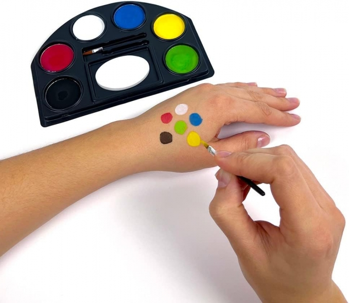 Imagen extra Alpino Fiesta Aqua Make-up Pack con Paleta de Maquillaje Acuarelable con 6 Colores + 2 Pinceles + Esponja y Guia de Uso