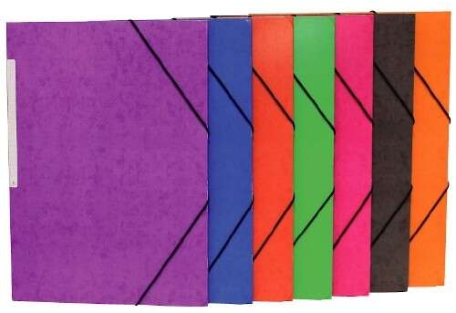 Mariola Carpeta de Carton Simil Prespan con Etiqueta en Lomo FOLIO Cierre de gomas - Colores Surtidos