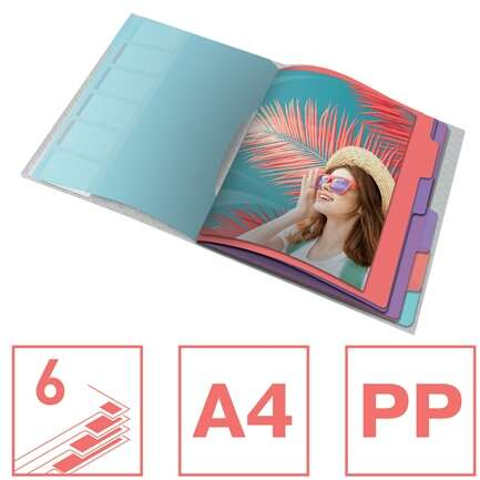 Imagen extra Esselte Colour'Breeze Clasificador A4 con 6 Pestañas, 3 Solapas en la Contraportada. Plastico