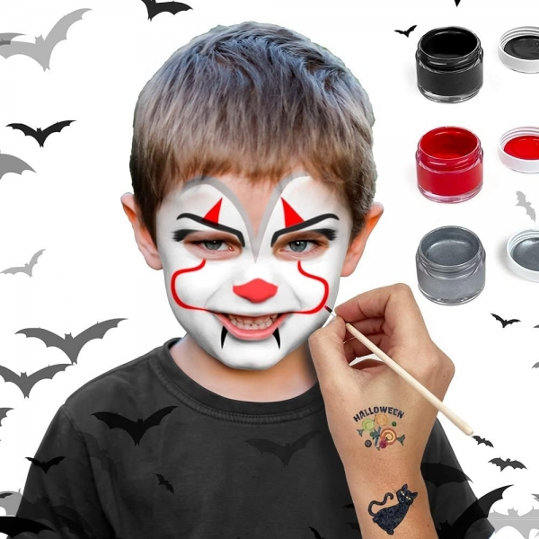 Imagen extra Alpino Fiesta Scary Pack de 4 Botes de Maquillaje Liquido de Diferentes Colores + Pincel + Guia de Ideas